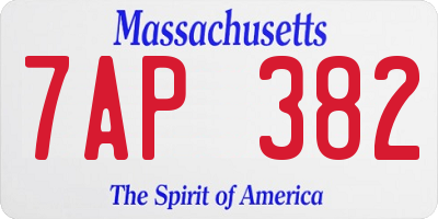 MA license plate 7AP382