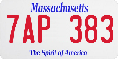 MA license plate 7AP383