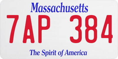 MA license plate 7AP384