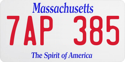 MA license plate 7AP385