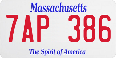 MA license plate 7AP386