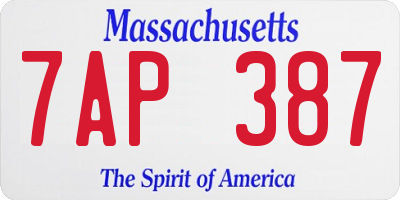 MA license plate 7AP387