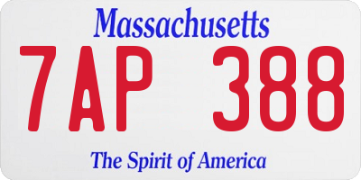 MA license plate 7AP388