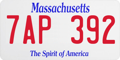 MA license plate 7AP392
