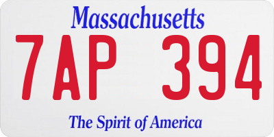 MA license plate 7AP394