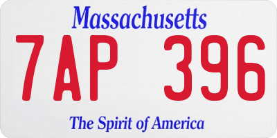 MA license plate 7AP396