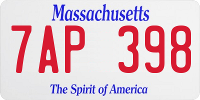 MA license plate 7AP398