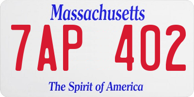 MA license plate 7AP402