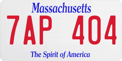 MA license plate 7AP404