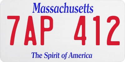 MA license plate 7AP412