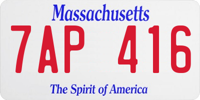 MA license plate 7AP416