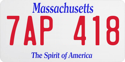 MA license plate 7AP418