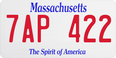 MA license plate 7AP422
