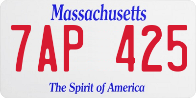 MA license plate 7AP425