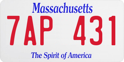 MA license plate 7AP431