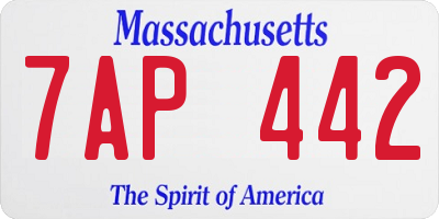 MA license plate 7AP442