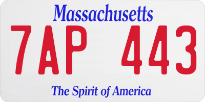 MA license plate 7AP443