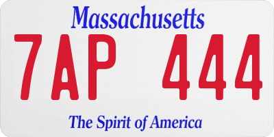 MA license plate 7AP444