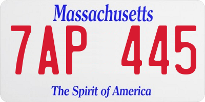MA license plate 7AP445