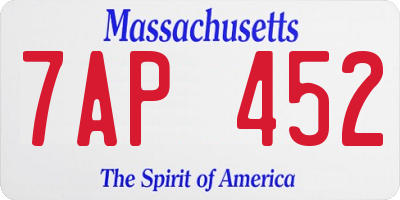 MA license plate 7AP452