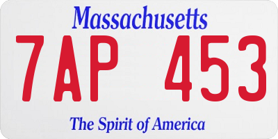 MA license plate 7AP453