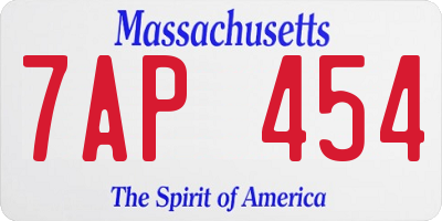 MA license plate 7AP454