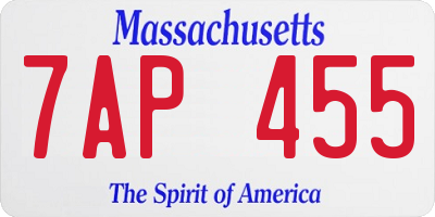 MA license plate 7AP455