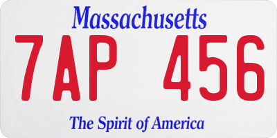 MA license plate 7AP456