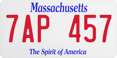 MA license plate 7AP457