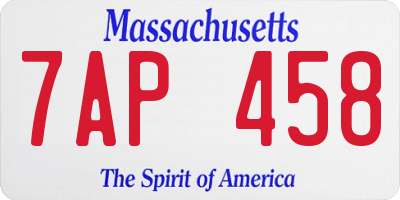 MA license plate 7AP458