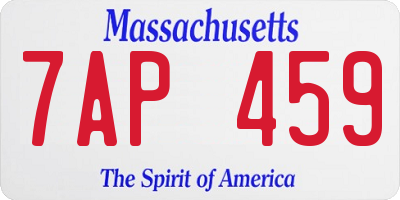 MA license plate 7AP459