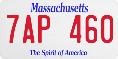 MA license plate 7AP460