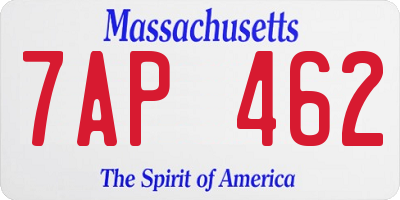 MA license plate 7AP462