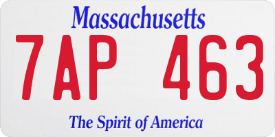 MA license plate 7AP463