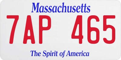 MA license plate 7AP465