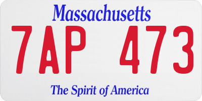 MA license plate 7AP473