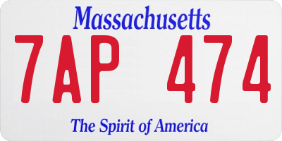 MA license plate 7AP474