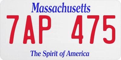 MA license plate 7AP475
