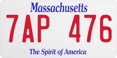 MA license plate 7AP476