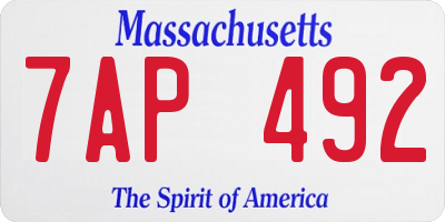 MA license plate 7AP492