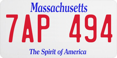 MA license plate 7AP494