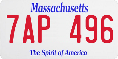 MA license plate 7AP496