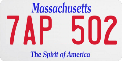 MA license plate 7AP502