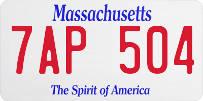 MA license plate 7AP504
