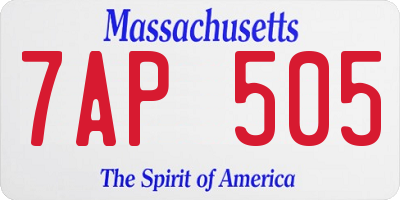 MA license plate 7AP505