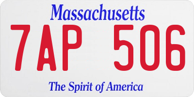 MA license plate 7AP506