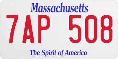 MA license plate 7AP508