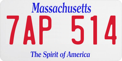 MA license plate 7AP514