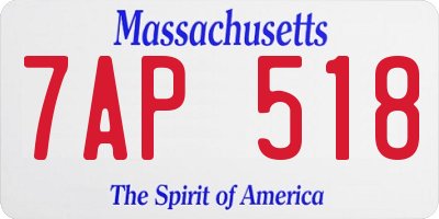 MA license plate 7AP518