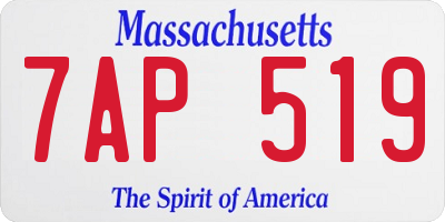 MA license plate 7AP519
